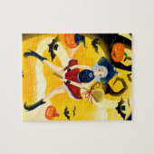 ハロウィン飛んでいる魔女 ジグソーパズル (横)