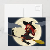 ハロウィン飛んでいる魔女 ポストカード (正面/裏面)