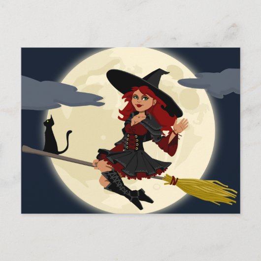 ハロウィン飛んでいる魔女 ポストカード (正面)