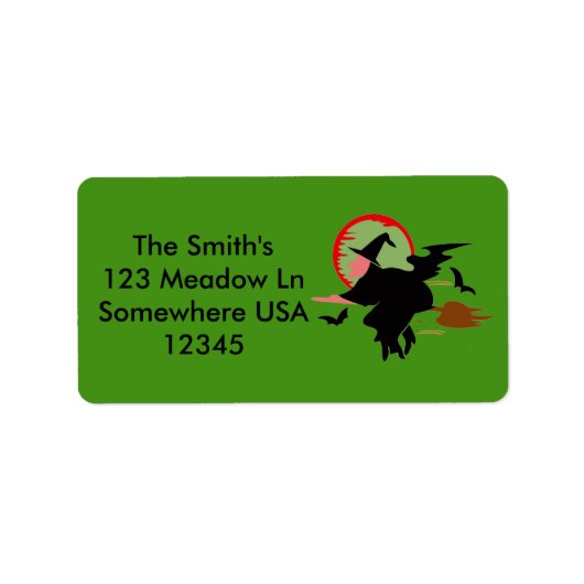 ハロウィン飛んでいる魔女 ラベル (正面)