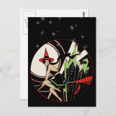 ハロウィン飛んでいる魔女(ヴィンテージ) ポストカード (正面/裏面)