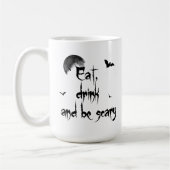 ハロウィン食べ-，飲み物と怖い コーヒーマグカップ (左)