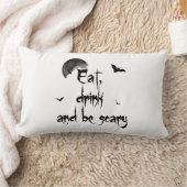 ハロウィン食べ-，飲み物と怖い ランバークッション (ブランケット)