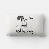 ハロウィン食べ-，飲み物と怖い ランバークッション (裏面)