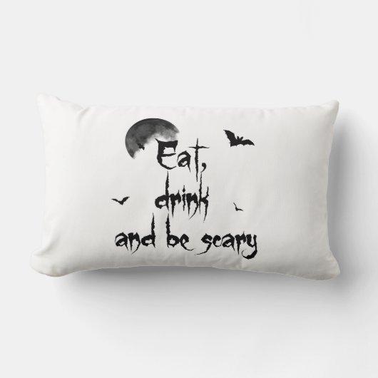 ハロウィン食べ-，飲み物と怖い ランバークッション (正面)