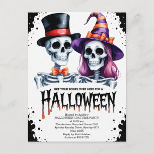 ハロウィン骸骨カップル シーズンポストカード