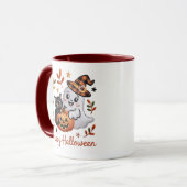 ハロウィン魅力的グリーティングカード – 手書き マグカップ (正面左)