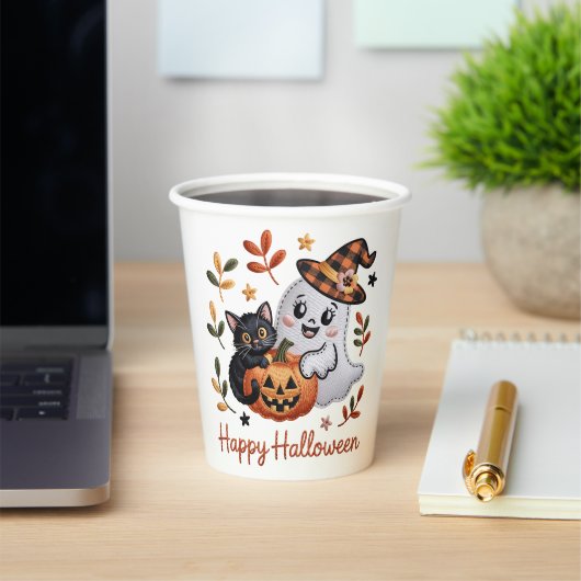 ハロウィン魅力的グリーティングカード – 手書き 紙コップ (インサイチュ)