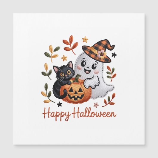 ハロウィン魅力的グリーティングカード – 手書きEmbr (正面)