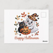 ハロウィン魅力的グリーティングカード – 手書きEmbr ポストカード (裏面)