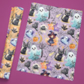 ハロウィン魅力的ラッピング紙オレンジ – 紫 ラッピングペーパーシート