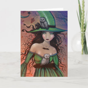 ハロウィン魔女とフクロウのカード カード
