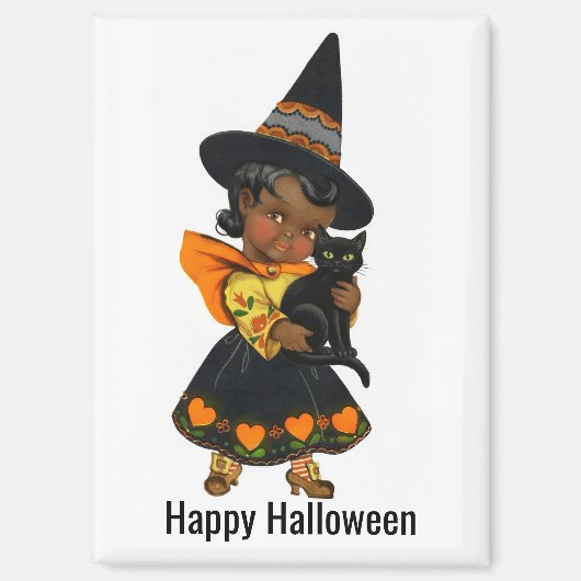 ハロウィン魔女と猫マグネット マグネット (正面)