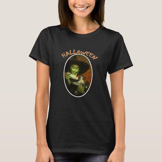 ハロウィン魔女と空飛ぶ猿 Tシャツ (正面)