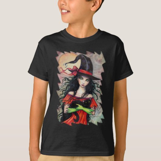 ハロウィン魔女と黒猫の秋のいたずら Tシャツ (正面)