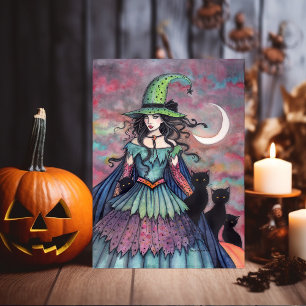 ハロウィン魔女と黒猫 モリー・ハリソン カード