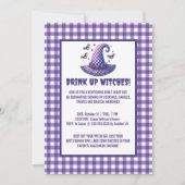 ハロウィン魔女のギンガムチェックの帽子 Drink Up Witches 招待状 (正面)