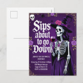 ハロウィン魔女のスケルトン シーズンポストカード (正面/裏面)
