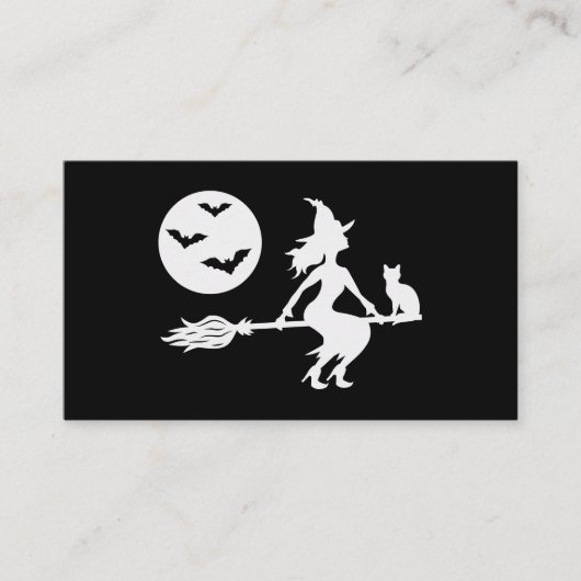 ハロウィン魔女のスモールビジネス注文感謝 名刺 (正面)