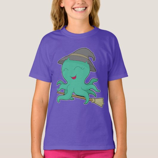 ハロウィン魔女のタコ Tシャツ (正面)