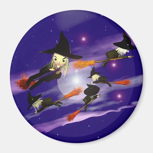 ハロウィン魔女の交通渋滞 マグネット (正面)
