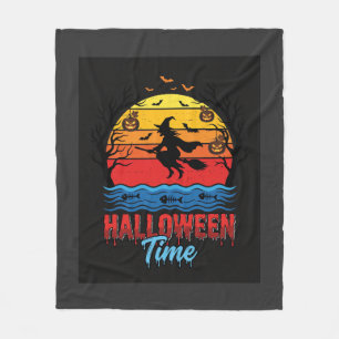 ハロウィン魔女の夕焼けベクター フリースブランケット