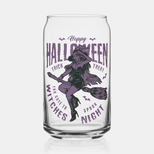 ハロウィン魔女の夜のグラス – “かわいすぎて怖くない” ガラス缶 (正面)