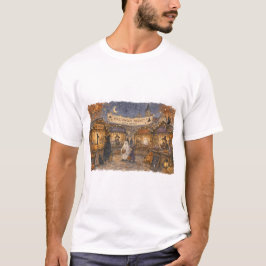 ハロウィン魔女の市場シーンイラスト Tシャツ