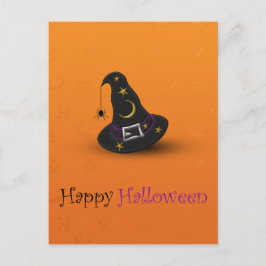 ハロウィン魔女の帽子とクモ ポストカード
