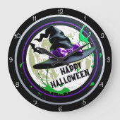 ハロウィン魔女の帽子スパッター ラージ壁時計 (正面)
