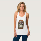 ハロウィン魔女の犬ビンテージ彫刻Tシャツデザイン タンクトップ (正面フル)