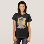 ハロウィン魔女の箒のアザラシ Tシャツ (正面フル)