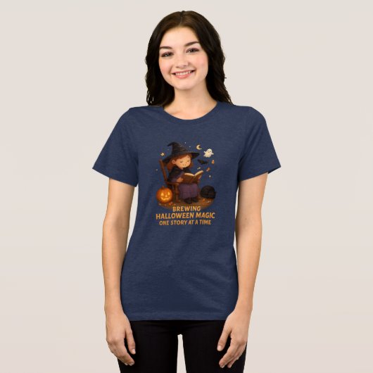 ハロウィン魔女の絵本Tシャツ スプーキーな家族 トライブレンドＴシャツ (正面全面)