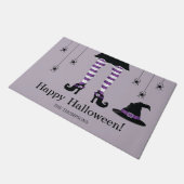 ハロウィン魔女の足とクモ 名前入り パープル ドアマット (アングル)