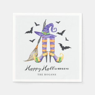 ハロウィン魔女の足と帽子 スタンダードカクテルナプキン