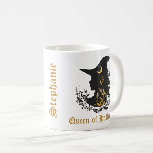 ハロウィン魔女の金色のゴシック女王ネコマグ コーヒーマグカップ (正面右)