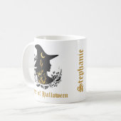 ハロウィン魔女の金色のゴシック女王ネコマグ コーヒーマグカップ (正面左)