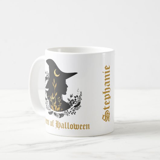 ハロウィン魔女の金色のゴシック女王ネコマグ コーヒーマグカップ (正面左)