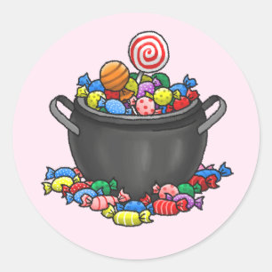 ハロウィン魔女の釜 ラウンドシール