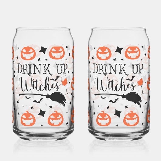 ハロウィン魔女の飲酒 ガラス缶 (左)