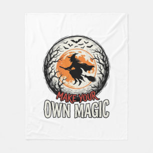 ハロウィン魔女の魔法のビンテージTシャツデザイン_1 フリースブランケット