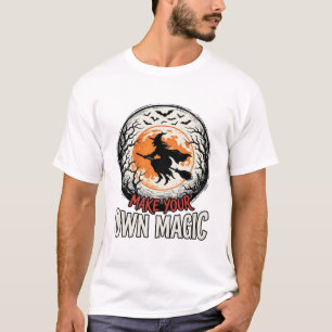 ハロウィン魔女の魔法のビンテージTシャツデザイン_1 Tシャツ