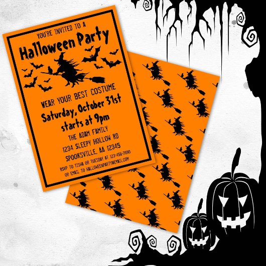 ハロウィン魔女コスチュームパーティー 招待状