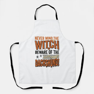 ハロウィン魔女ダックスフントにご注意Tシャツ_1 エプロン