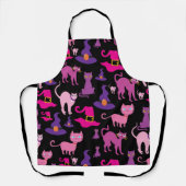 ハロウィン魔女怖い黒猫紫の装飾 エプロン (正面)