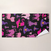 ハロウィン魔女怖い黒猫紫の装飾 バスタオル (バスタオル)