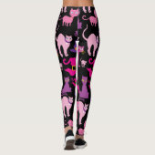 ハロウィン魔女怖い黒猫紫の装飾 レギンス (裏面)