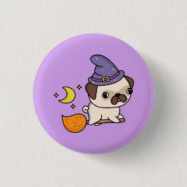 ハロウィン魔女犬 缶バッジ