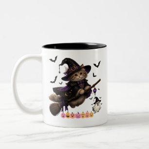 ハロウィン魔女猫コーヒーマグ ツートーンマグカップ