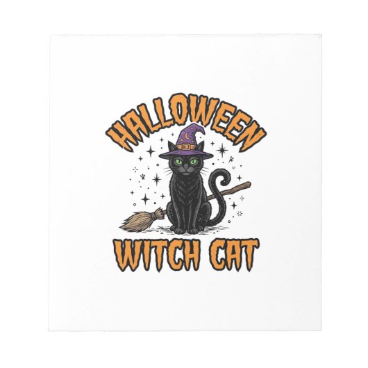 ハロウィン魔女猫ビンテージ彫刻デザイン1 ノートパッド (正面)
